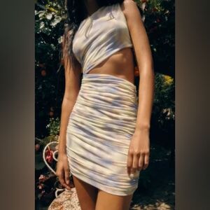 Zara multicolor cut out mesh dress